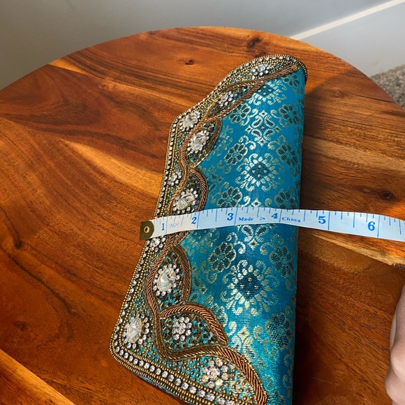 Blue Beaded Brocade Bag - Picture 7 of 7